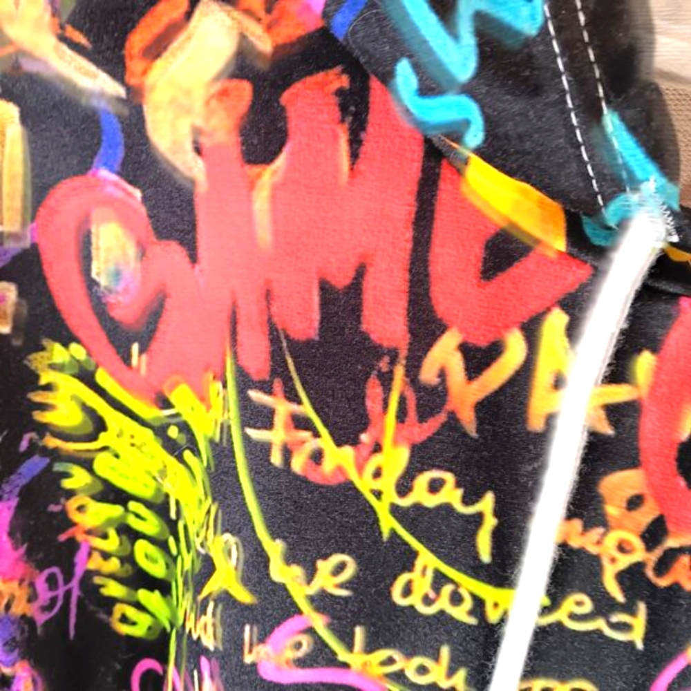 NWOT Shein Women's Graffiti Cropped Hoodie Size S Multi-Color Crop Top - Picture 5 of 13
